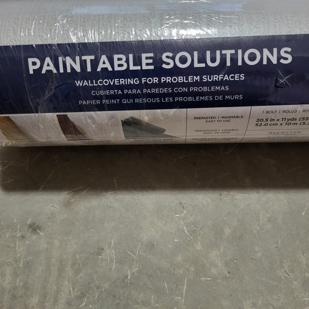 3 - Brewster Paintable Vinyl Pre-Pasted Washable Wallpaper Roll Covers 55 Sq. Ft